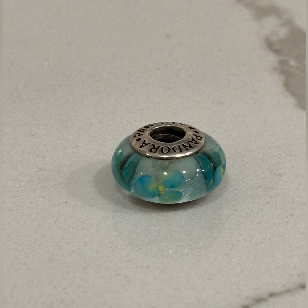 Pandora green flowers for you Murano glass charm  (retired)